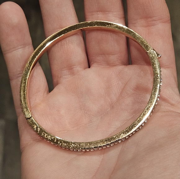 Kate Spade Rose Gold Tone Clear Pave Snap Closure Bangle Bracelet - Picture 4 of 7